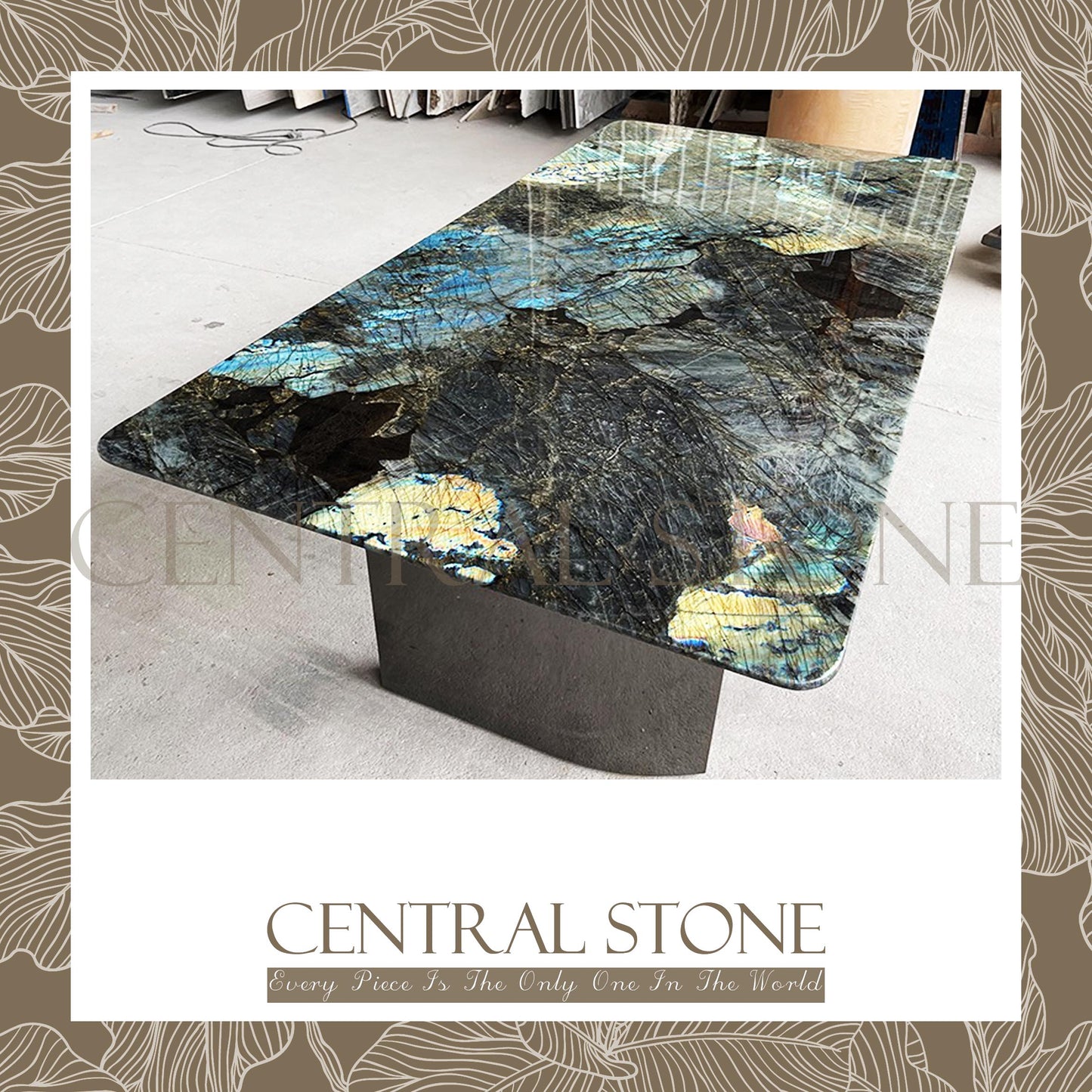 CENTRAL STONE Natural Labradorite Marble From Africa Madagascar Customization For Dining Coffee Side Table Feature Wall Granite Stone Real Marble - Blue Emerald