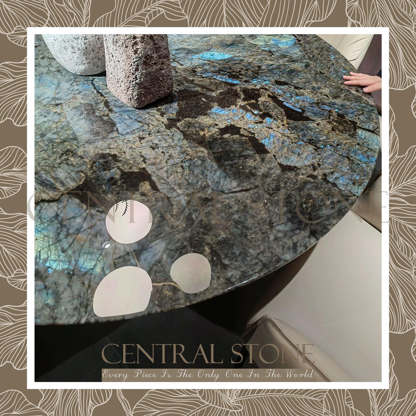 CENTRAL STONE Natural Labradorite Marble From Africa Madagascar Customization For Dining Coffee Side Table Feature Wall Granite Stone Real Marble - Blue Emerald