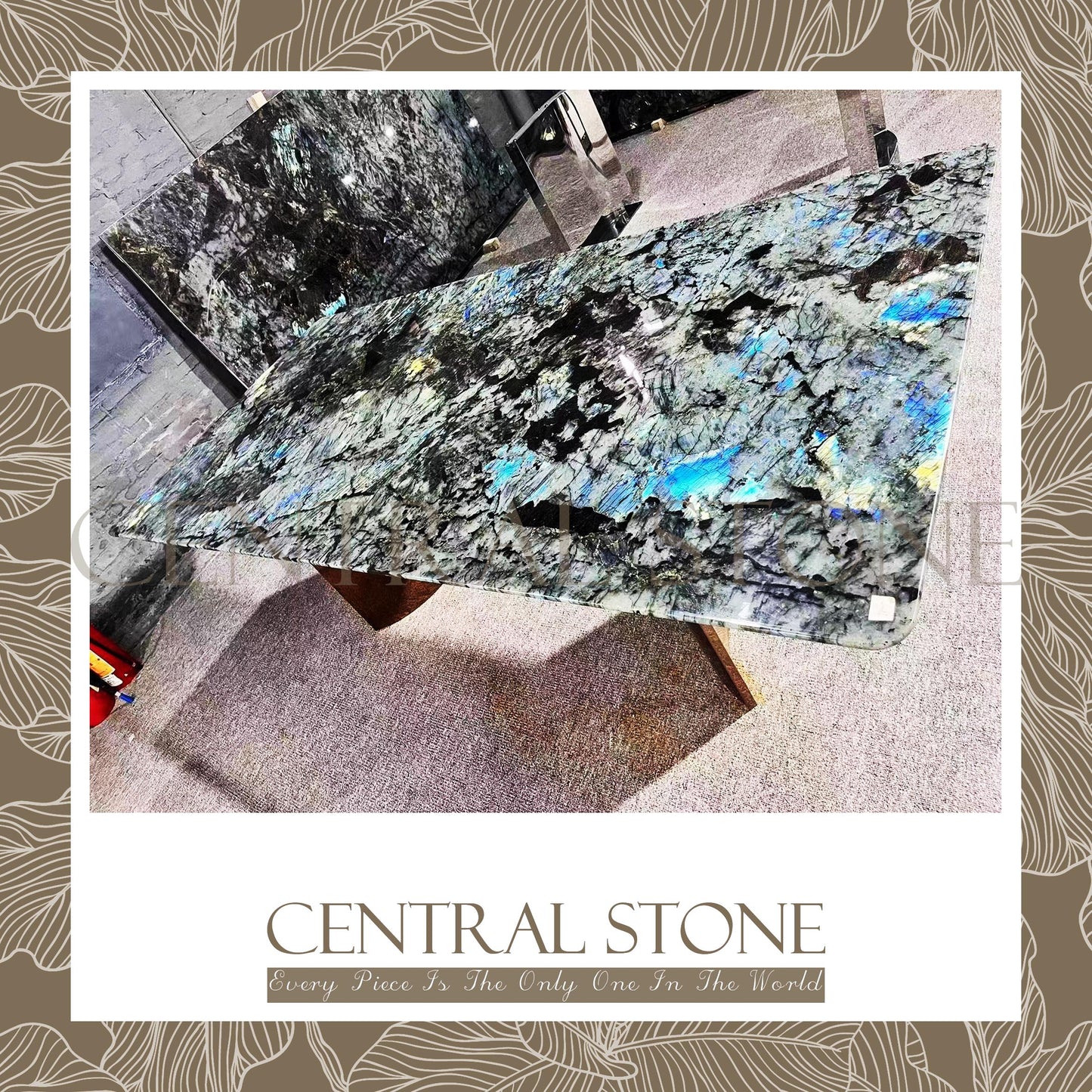 CENTRAL STONE Natural Labradorite Marble From Africa Madagascar Customization For Dining Coffee Side Table Feature Wall Granite Stone Real Marble - Blue Emerald