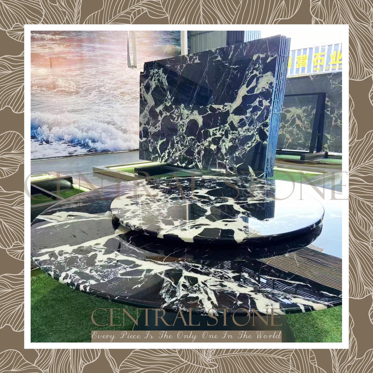 CENTRAL STONE Natural Marble From France Customization For Dining Coffee Side Table Feature Wall Real Marble - Napoleon Black