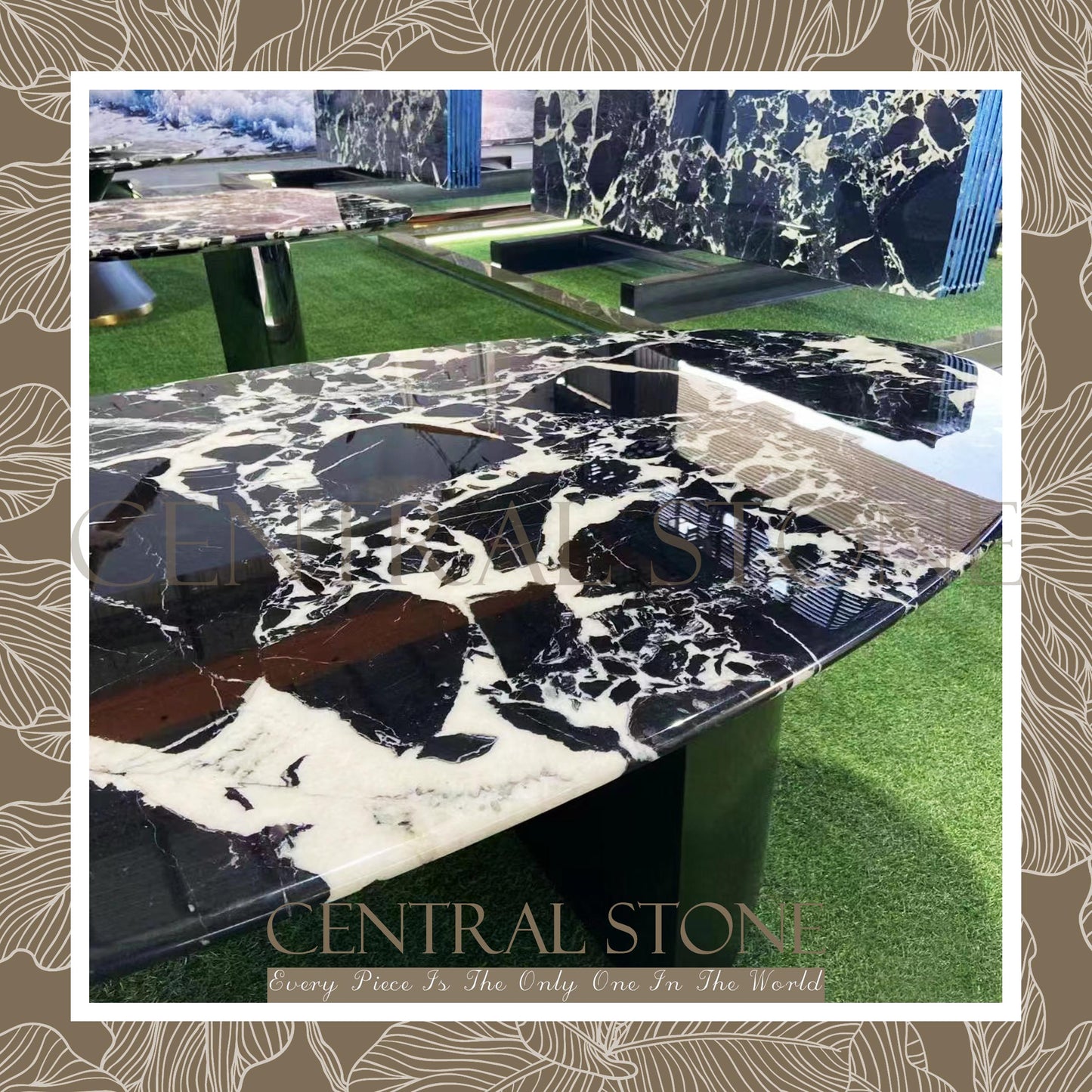 CENTRAL STONE Natural Marble From France Customization For Dining Coffee Side Table Feature Wall Real Marble - Napoleon Black