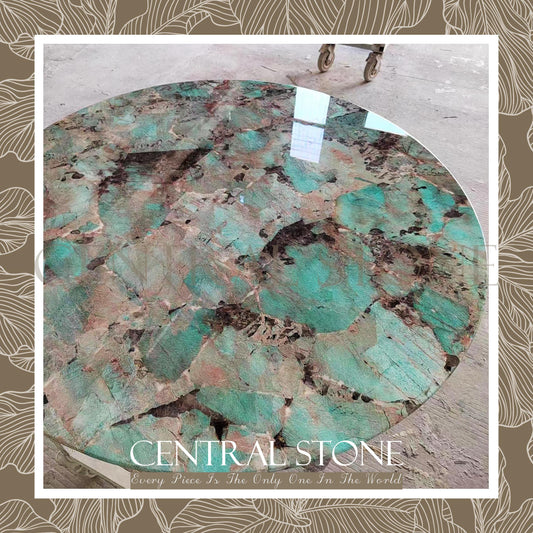 CENTRAL STONE Natural Marble From Brazil Customization For Dining Coffee Side Table Feature Wall Quartz Stone Real Marble Amazonite - Amazon Green