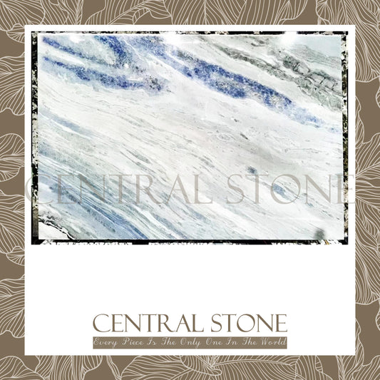 CENTRAL STONE Natural Marble From Brazil Customization For Dining Coffee Side Table Feature Wall Quartz Stone Real Marble - Blue Crystal