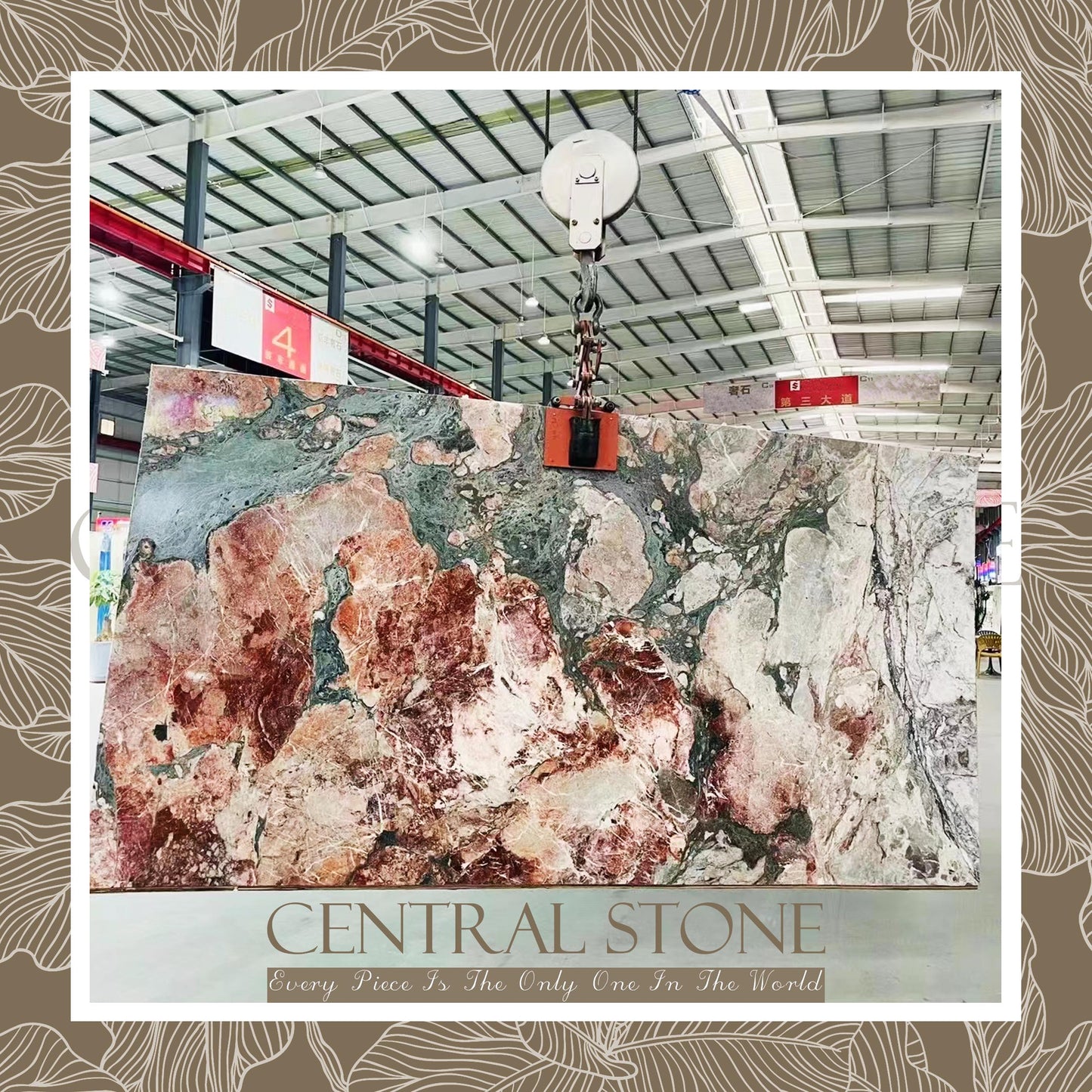 CENTRAL STONE Natural Marble From Brazil Customization For Dining Coffee Side Table Feature Wall Real Marble - Four Seasons Pink