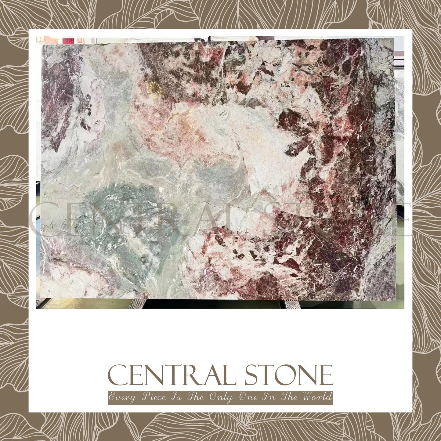 CENTRAL STONE Natural Marble From Brazil Customization For Dining Coffee Side Table Feature Wall Real Marble - Four Seasons Pink