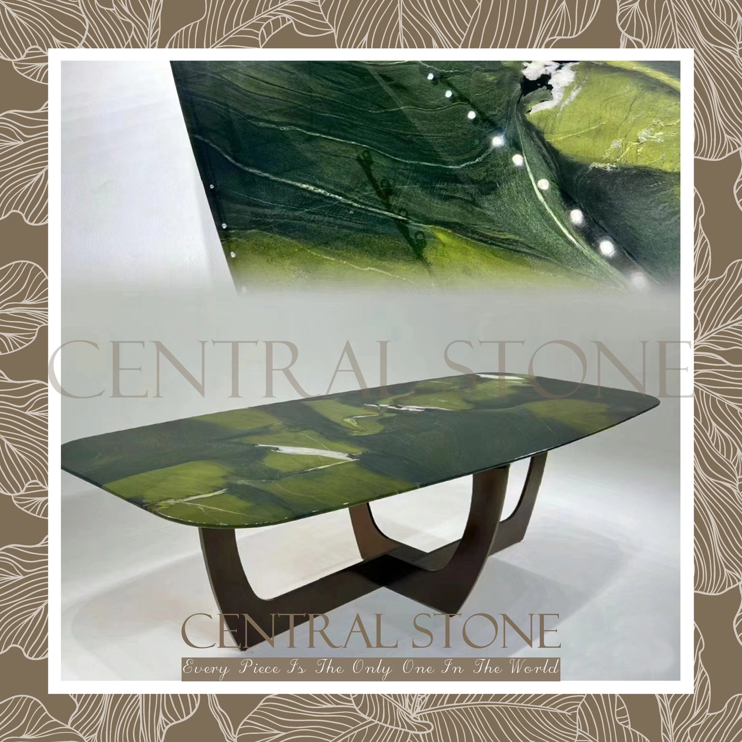 CENTRAL STONE Natural Quartzite Marble From Brazil Customization For Dining Coffee Side Table Feature Wall Real Marble - Avocado Green