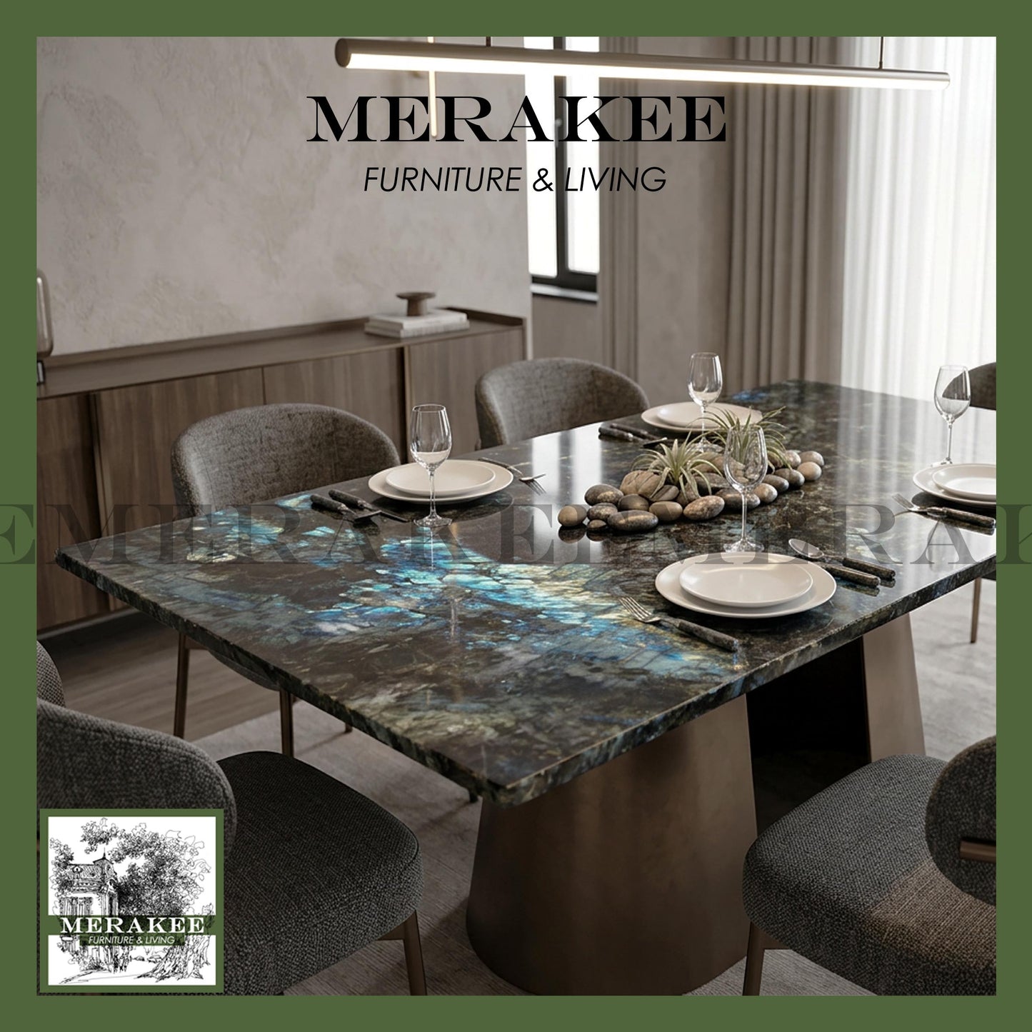 Natural Brazilian Labradorite Marble "In Stock With Most Selections In Singapore" From Brazil Customization For Dining Coffee Side Table Feature Wall Granite Stone Real Marble - Blue Emerald